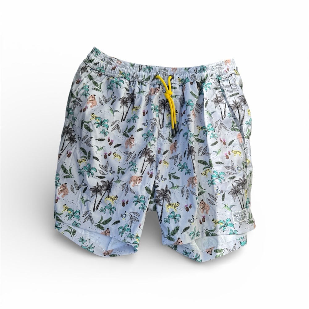 Tropical Print Swim Trunks